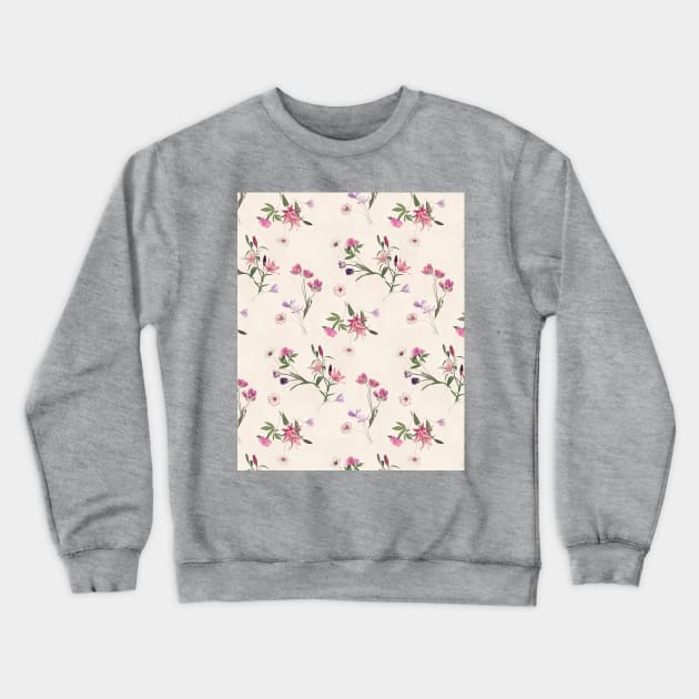 Scattered Floral on Cream Crewneck Sweatshirt by micklyn